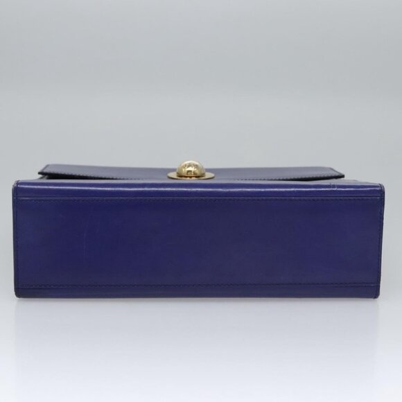 CELINE Hand Bag Leather Blue Gold Auth BD984 - Picture 6 of 16